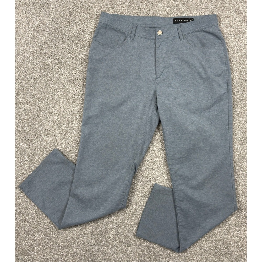 Dunning Golf Everbest Pants Men's 32x30 Light Blue Heathered Stretch Performance